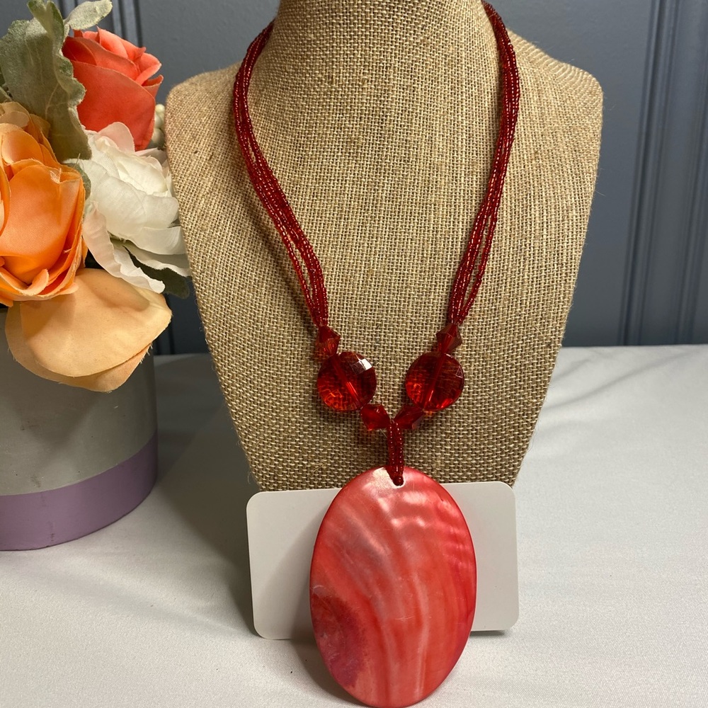 Vintage Red Shell Necklace